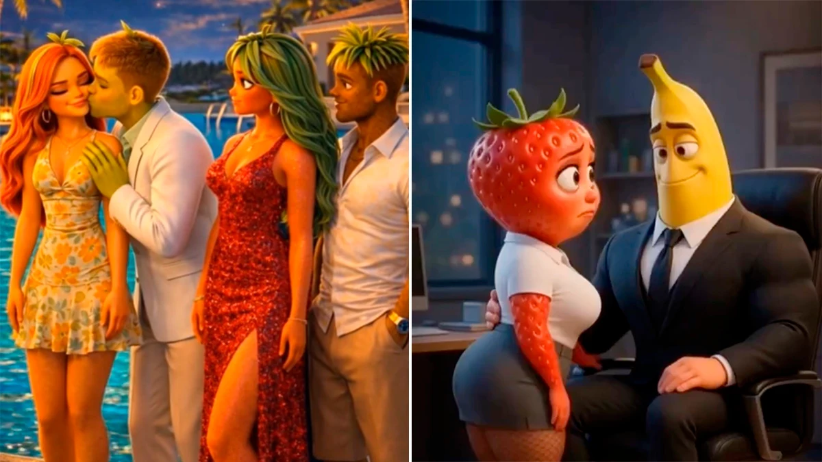 Frutas em IA dominam TikTok em tramas de amor