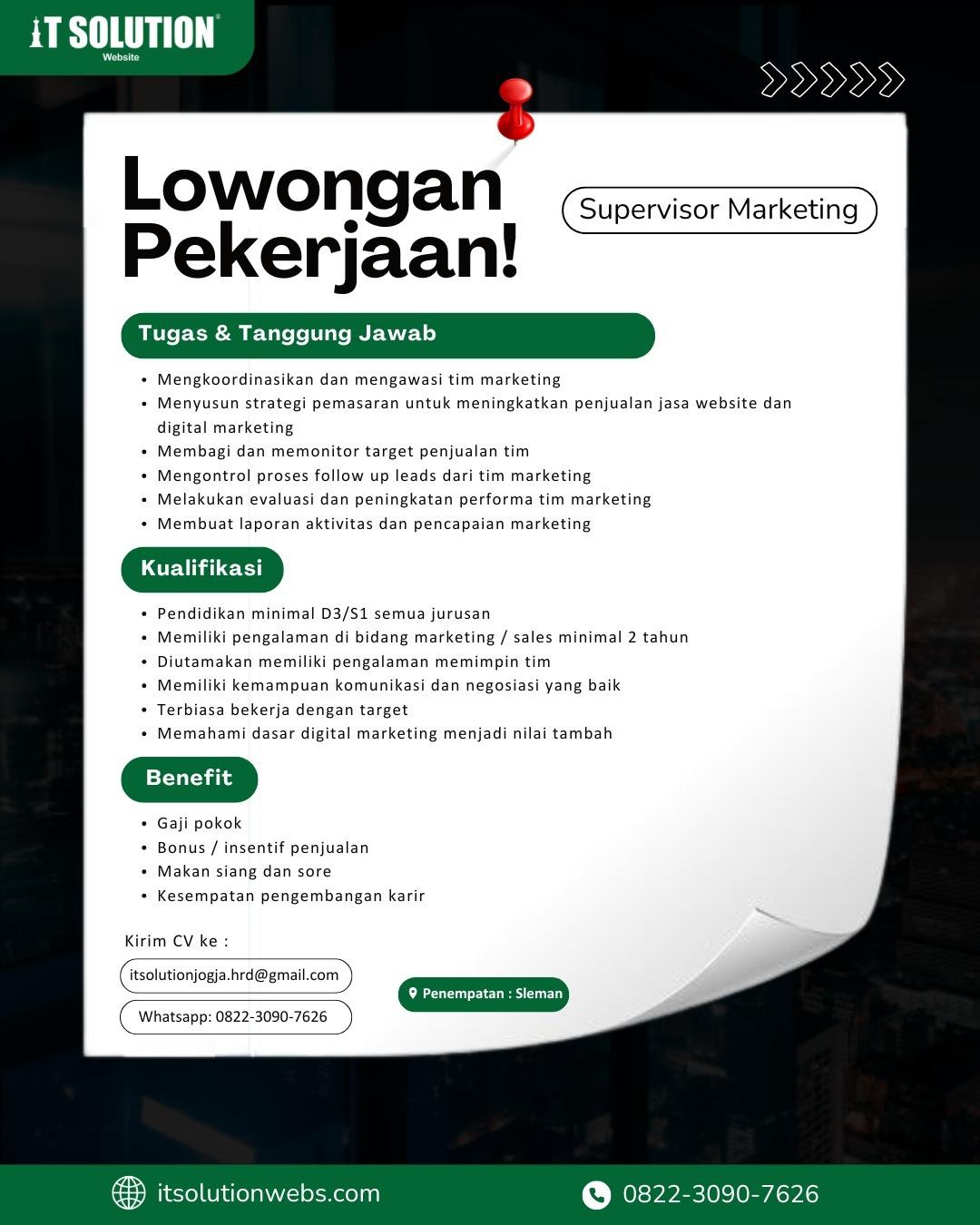 IT Solution abre vaga para Supervisor de Marketing