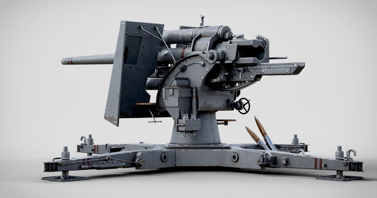 Rigged Flak Cannon WW2 na Unity Asset Store