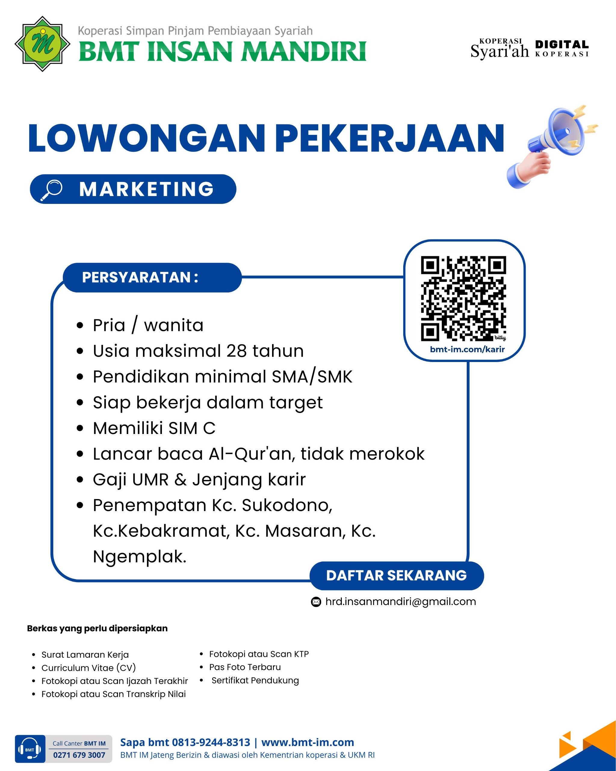 Vaga de Marketing na KSPPS BMT Insan Mandiri