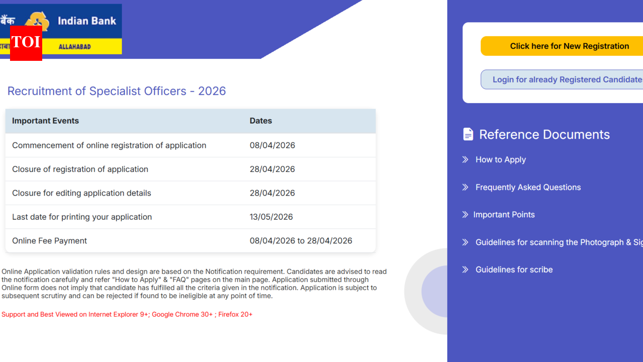 Inscrições do Indian Bank para 350 vagas terminam amanhã