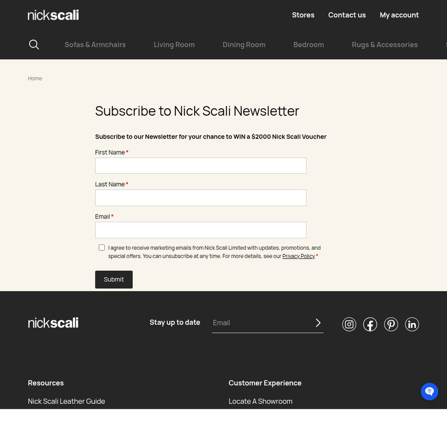Concorra a um voucher de $2.000 da Nick Scali