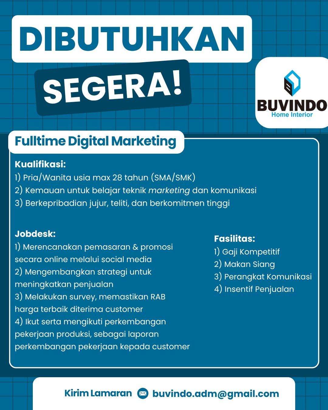 Vaga Aberta: Digital Marketing na BUVINDO Home Interior